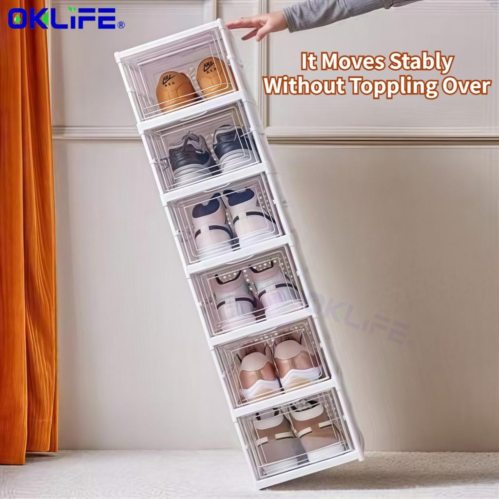 Foldable Shoe Cabinet Dustproof Shoe Box Multi Tier Shoe Storage Shelf For Home Entryway Household Rack alternate view