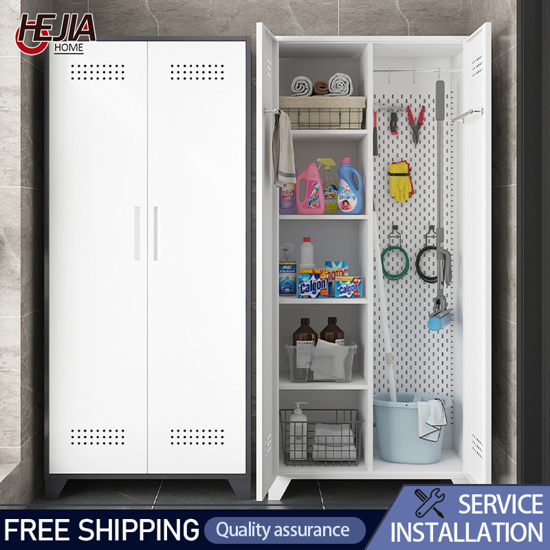 Cleaning Storage Cabinet With Pegboard Door Household Mop Broom ...