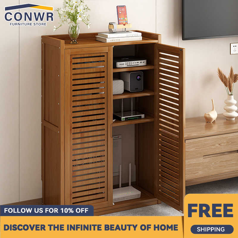 CONWR Router Storage Cabinet Floor-standing Living Room WiFi Modem ...