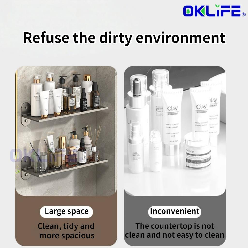 Single Tier No Drill Bathroom Shelf Rust Proof Wall Mount Above Mirror Washstand Organizer Condo Toilet Storage view 4