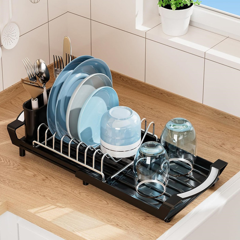Small Dish Drying Rack with Extendable Tray Kitchen Dish Rack Drainer ...