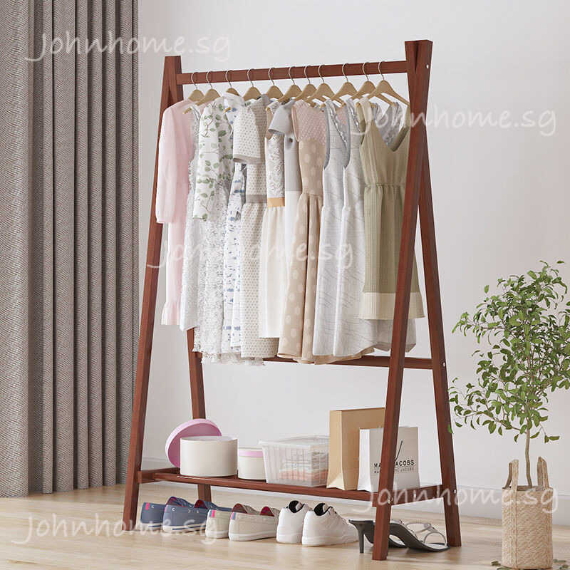 Johome Home Solid Wood Coat Rack Hotel Floor-standing Clothes Rack ...