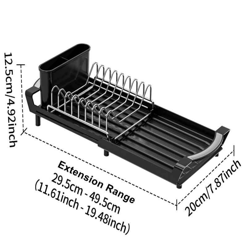 Small Dish Drying Rack with Extendable Tray Kitchen Dish Rack Drainer ...