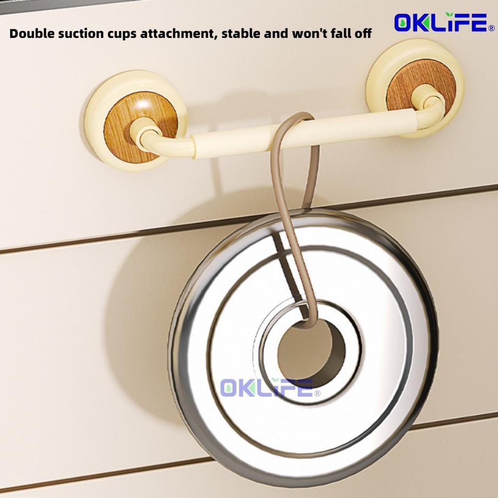 Self Adhesive Suction Cup Door Pull Wood Texture Anti Slip Waterproof Cabinet Handle Condo Home Office Fixture view 4