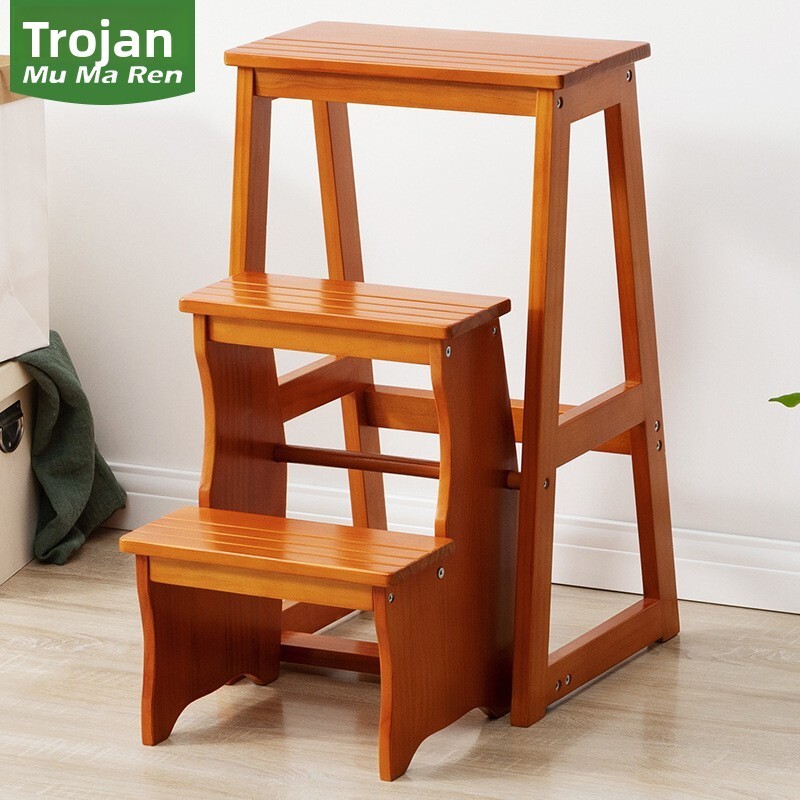 Folding Ladder Solid Wood Ladder Household Ladder Indoor Ladder Stool ...