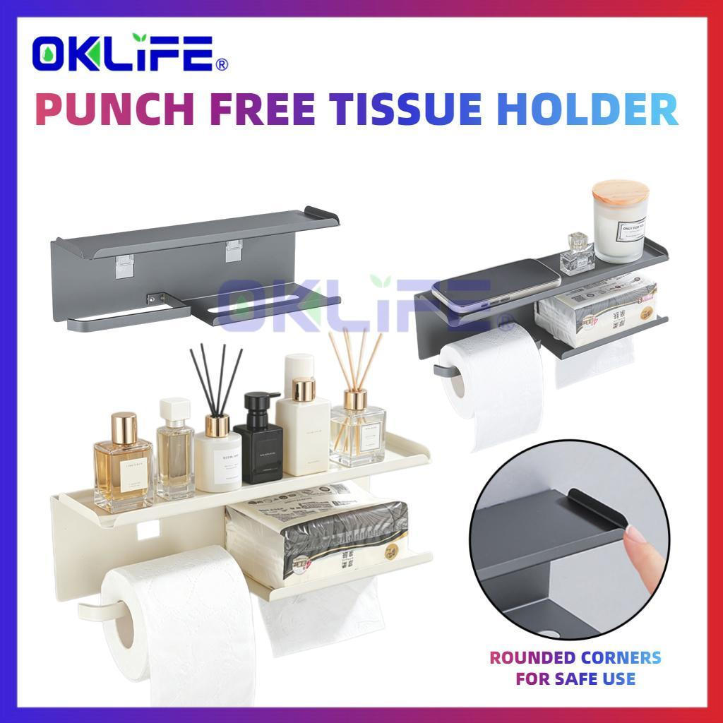 Wall Mount Toilet Paper Holder With Shelf Rust Proof Multifunctional Bathroom Tissue Rack HDB Toilet Accessory