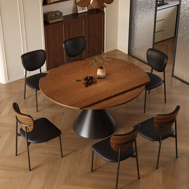 Ash Wood Grain Solid Wood Dining Table Convertible Round Table for Home ...