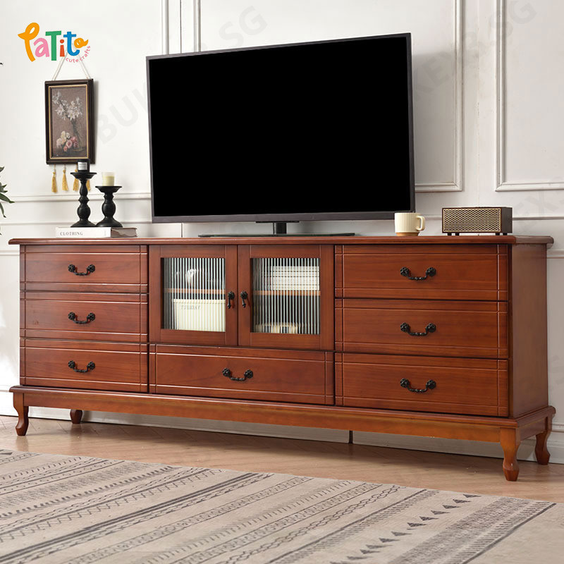 Solid Wood TV Cabinet Modern And Simple High-End TV Console Cabinet ...