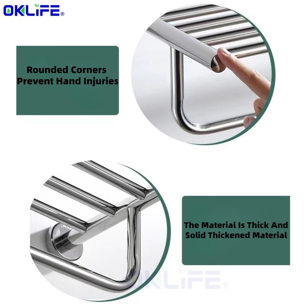 SUS 304 Stainless Steel Wall Mounted Matt Silver Bathroom Towel Hanging Rack Towel Storage Organizer view 6