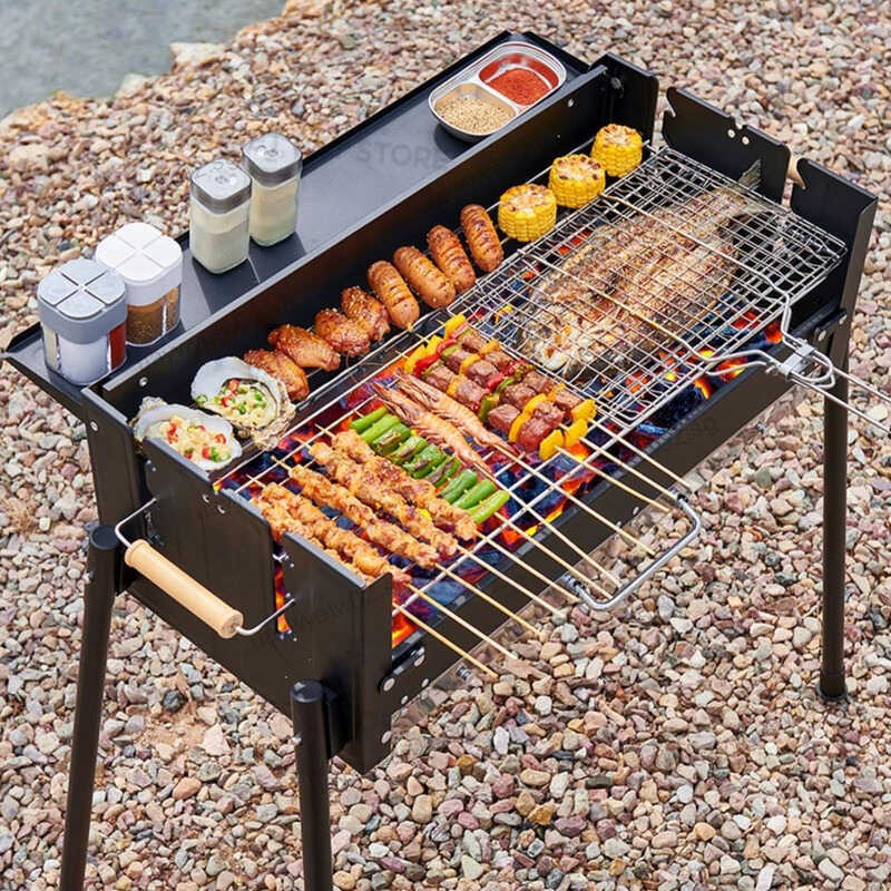 BBQ Man BBQ Primitive Grill Home Barbecue Rack Outdoor Folding Portable ...