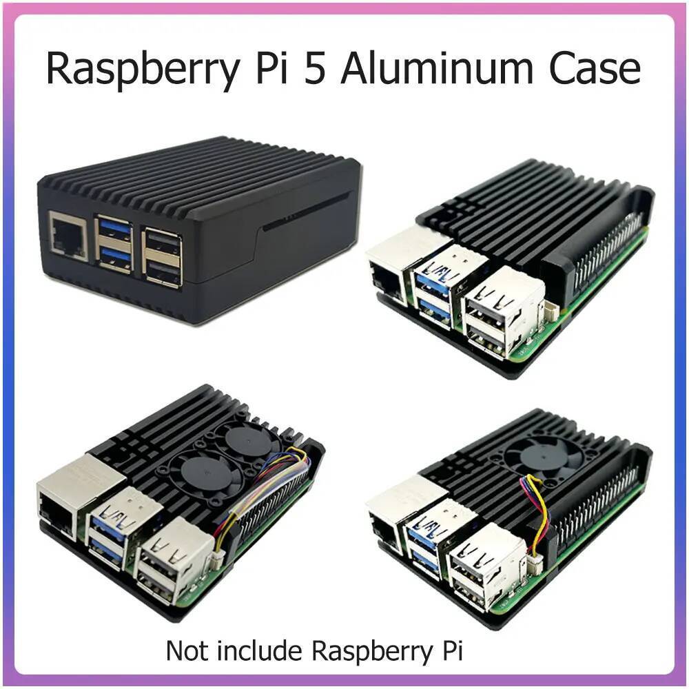 C Raspberry Pi 5 Shell Aluminum Case with Dual Fan Active Passive ...