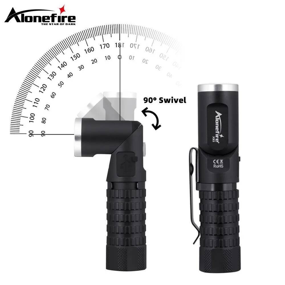 Magnetic P8 Led Flashlight 90°Twist swivel Head Super Bright Camping ...