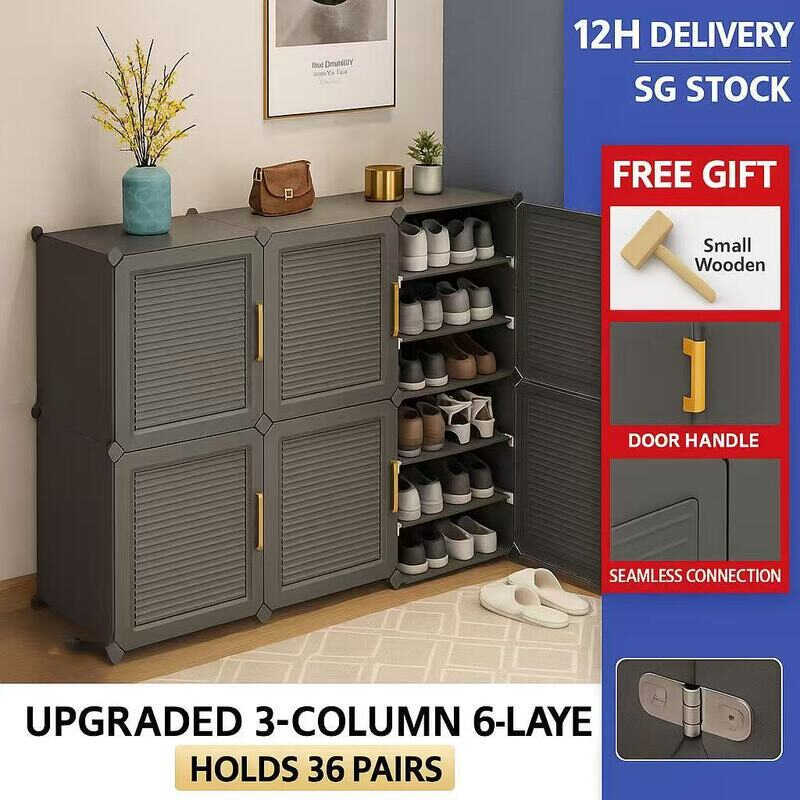 【Next-Day Delivery】HDB Shoe Cabinet Outdoor Shoe Rack with Door Plastic ...