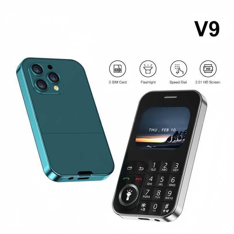 Mobile Phone V9 Card Phone 2G Function Button Dual Card Mini Student ...