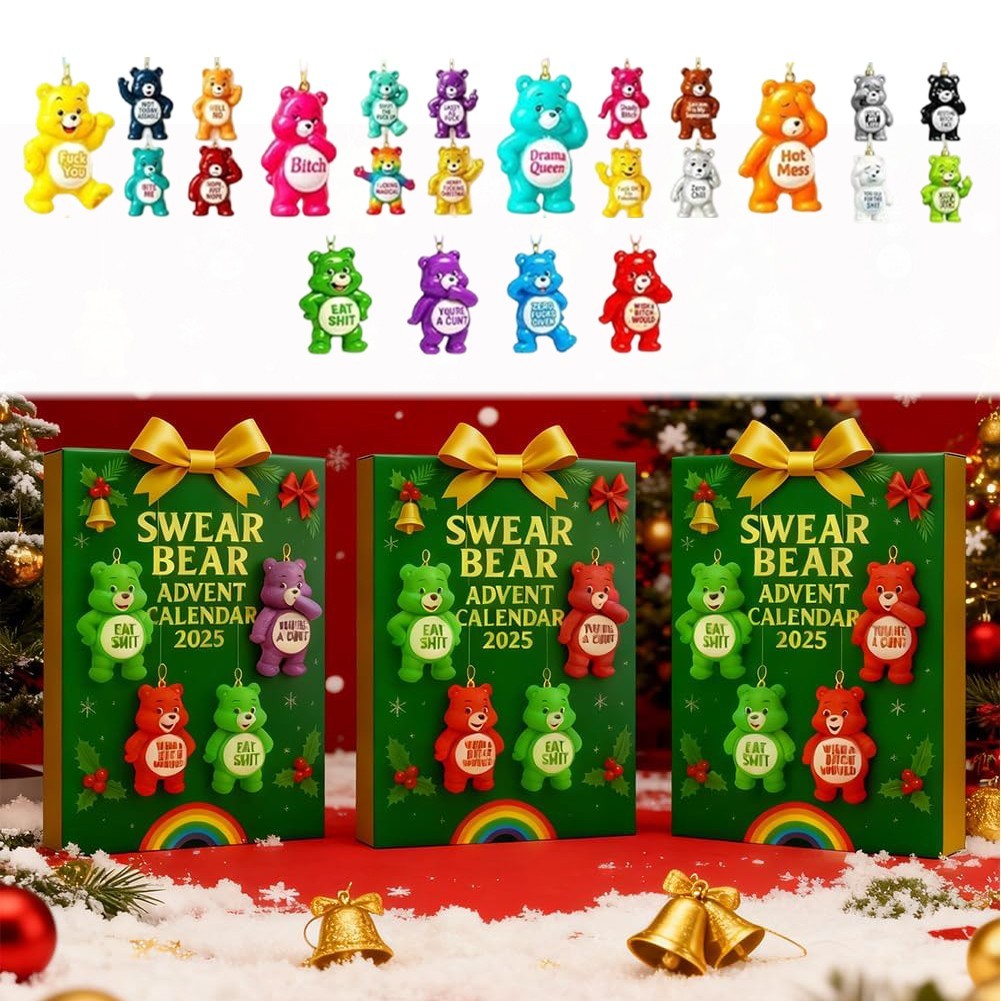 Swear Bear Adventskalender 2025, 24 Tage Weihnachts-Countdown-Kalender Mit Frechen Bären Und Schimpfwörtern, Jeder Tag Enthüllt Einen Bunten Bären Für Freunde Mit Sinn Für Humor (1SET