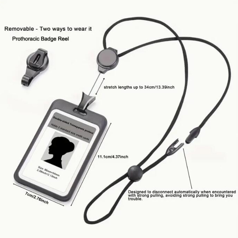 1PC Double Sided Transparent Extendable Card Holder Employee Card ...