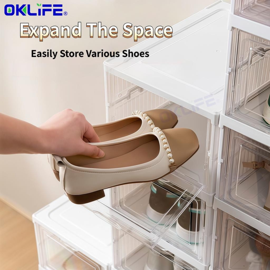 Foldable Shoe Cabinet Dustproof Shoe Box Multi Tier Shoe Storage Shelf For Home Entryway Household Rack view 5