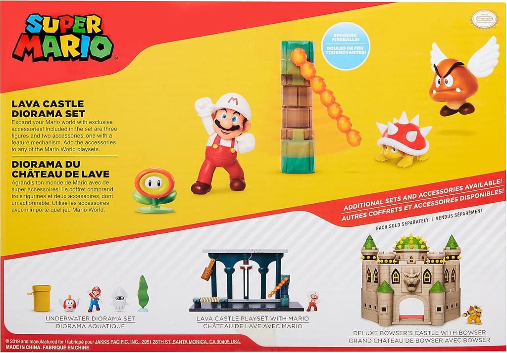 Nintendo Super Mario Toy, Lava Castle 2.5 Inch Figure Diorama with Fire ...