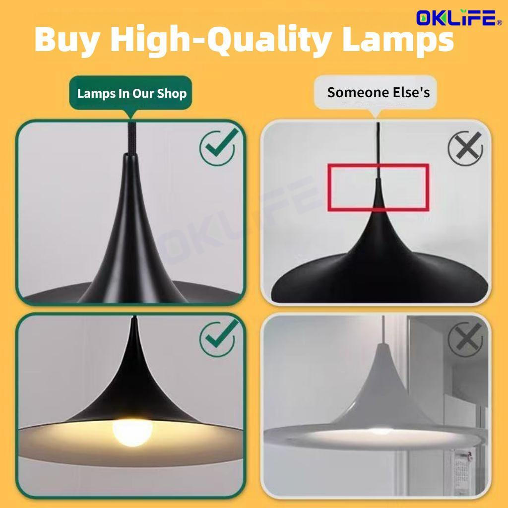 Trumpet Shape LED Pendant Light Rust Proof Minimalist Hanging Lamp Dining Bedroom Bar Lighting HDB Home Fixture view 5