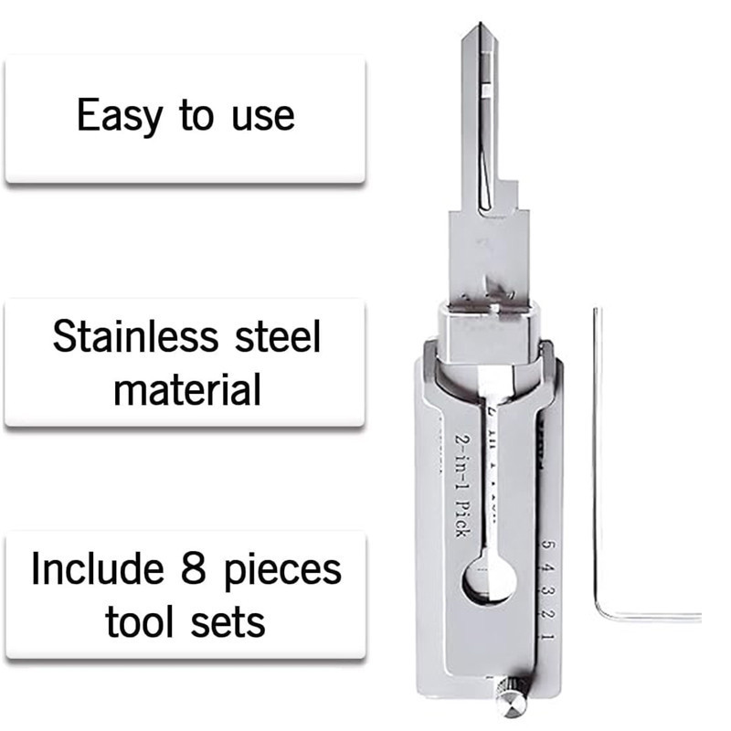 2-in-1 Key Pick & Decoder Tool SS002PRO Locksmith Door House Lock ...