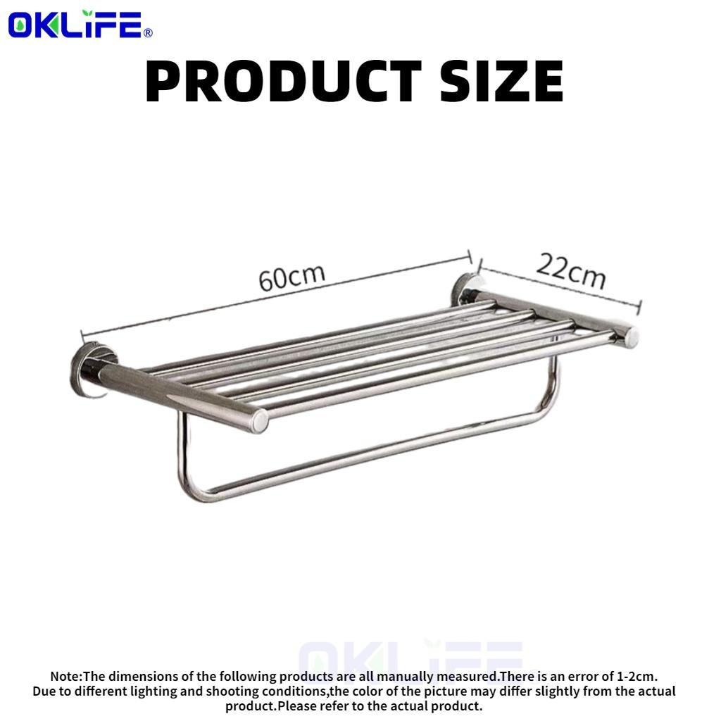 SUS 304 Stainless Steel Wall Mounted Matt Silver Bathroom Towel Hanging Rack Towel Storage Organizer view 8