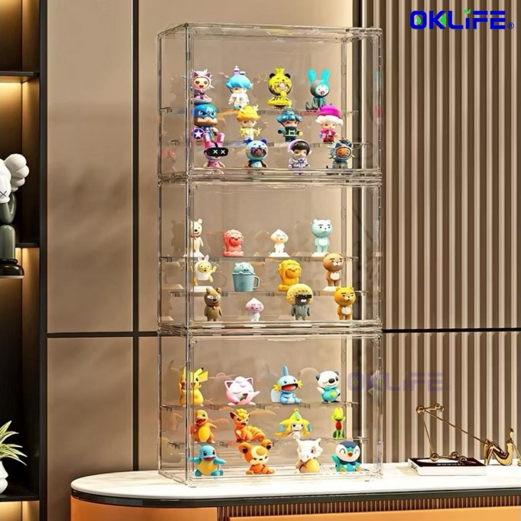 Transparent Acrylic Blind Box Display Rack Figure Toy Dustproof Storage Display Cabinet Desktop Storage Rack view 3
