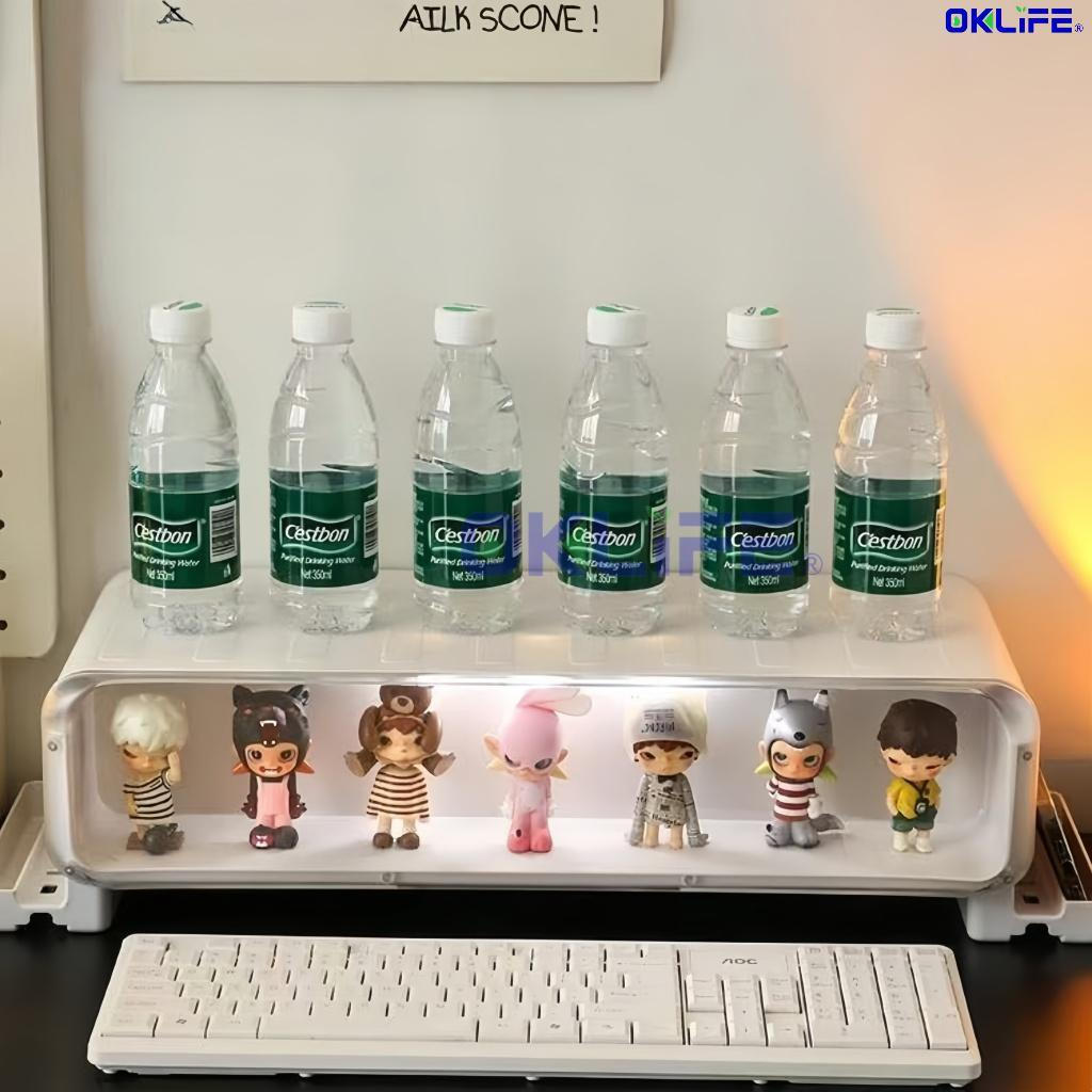 LED Light Monitor Stand With Transparent Blind Box Display Cabinet Multifunctional Desktop Storage Organizer alternate view