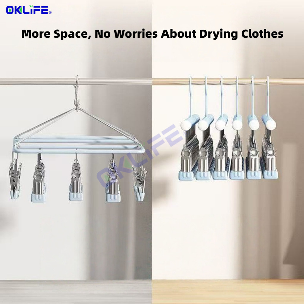 Windproof Laundry Drying Rack Non Marking Multiclip Hanger For Socks Underwear Clothes Drying Clip Rack view 7