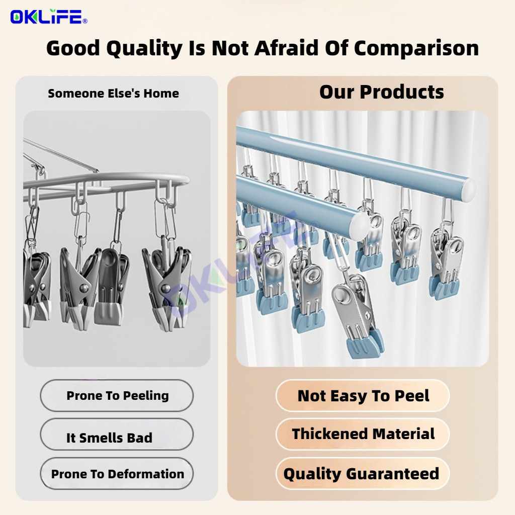 Windproof Laundry Drying Rack Non Marking Multiclip Hanger For Socks Underwear Clothes Drying Clip Rack alternate view
