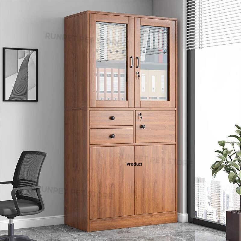 Wooden File Cabinet Office Document Cabinet with Lock Storage Cabinet ...