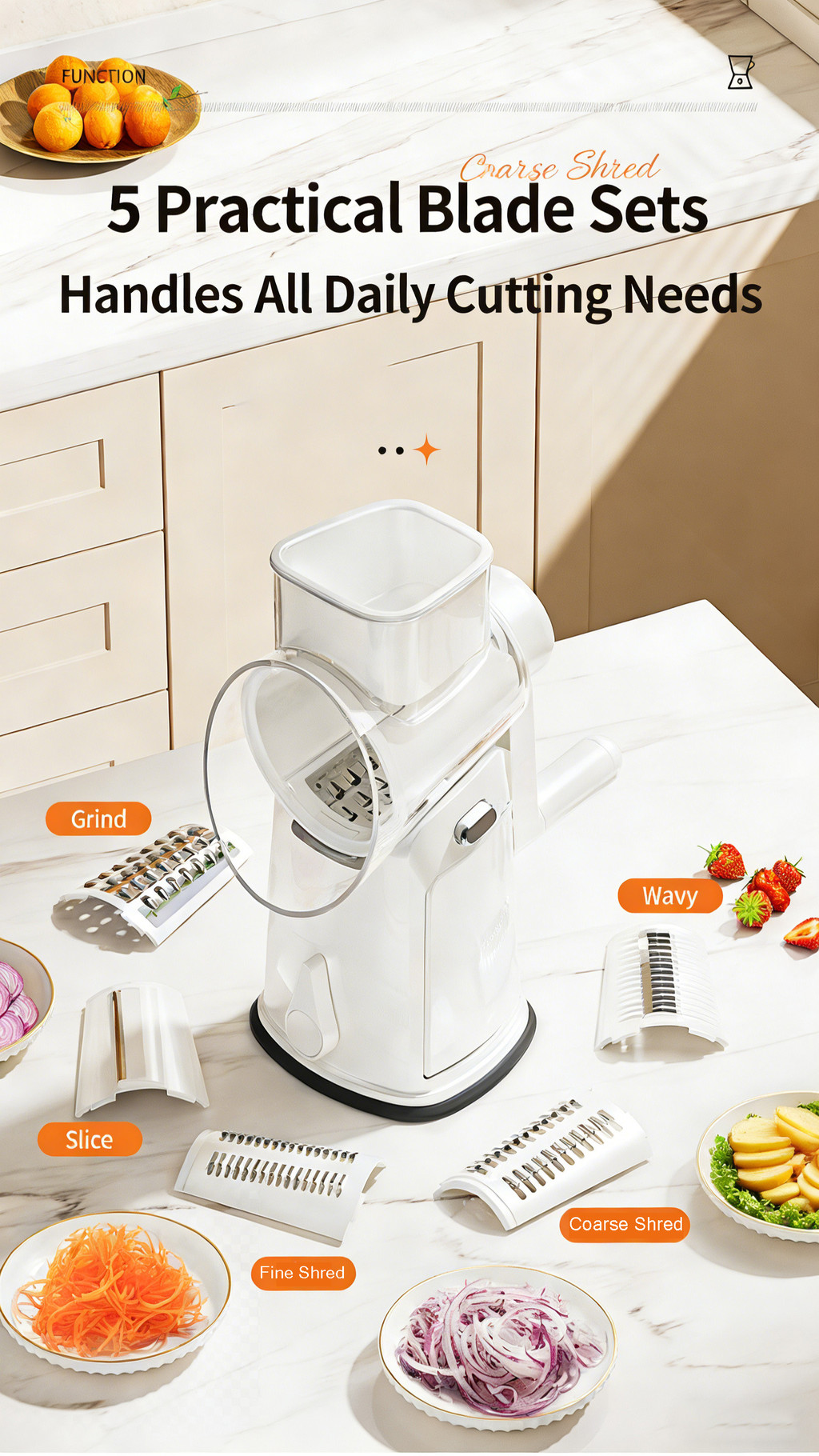 Manual Rotary Vegetable Cutter Multifunction Kitchen Slicer Grater ...