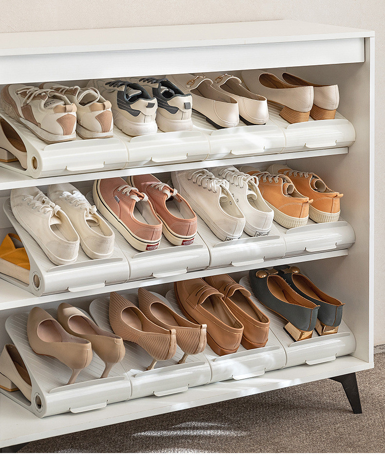 【SG SPOETRY】Double-Layer Shoe Rack Shoe Layered Partition Space Saving ...