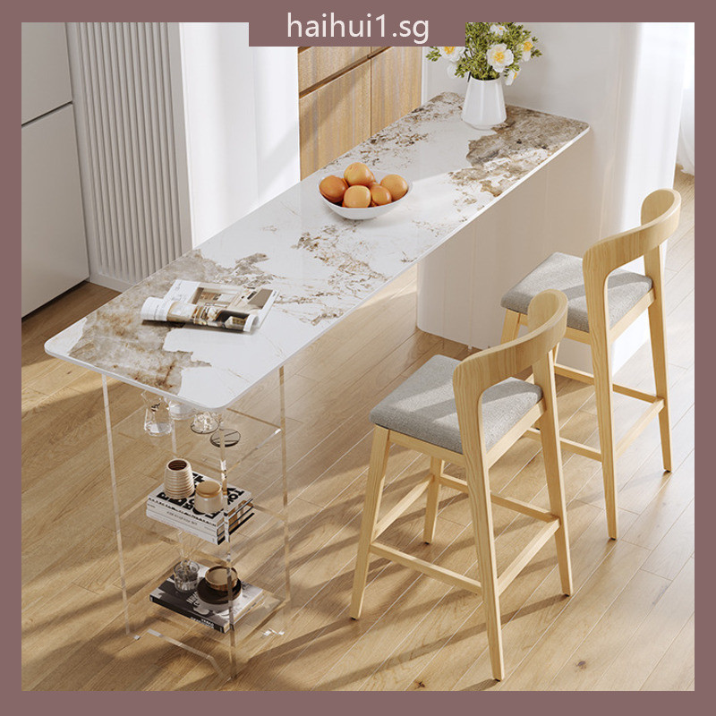 Acrylic Balcony Table Floating Bar Table Wall Facing Bar Counter Modern ...