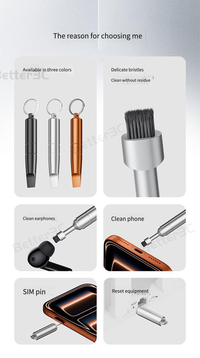 3-in-1 Package Opener+SIM Card Ejector Pin+Cleaning Brush Mini Portable ...