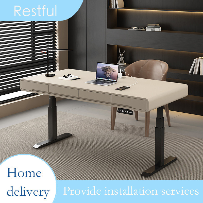 Wood Solid Electric Lifting Table Intelligent Computer Desk Study Desk ...