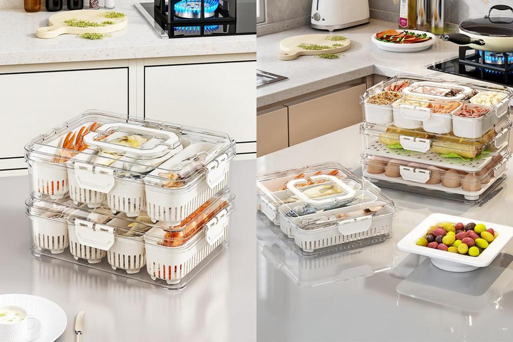 VM_ Plastic Food Container Snack Box Stackable Plastic Meal Prep ...
