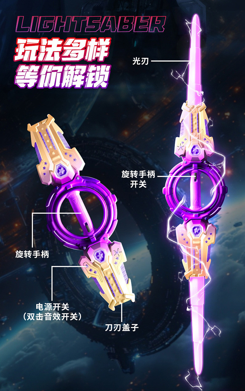 [48H Shipping] Fire whirlwind sword, double-bladed laser sword, glowing ...