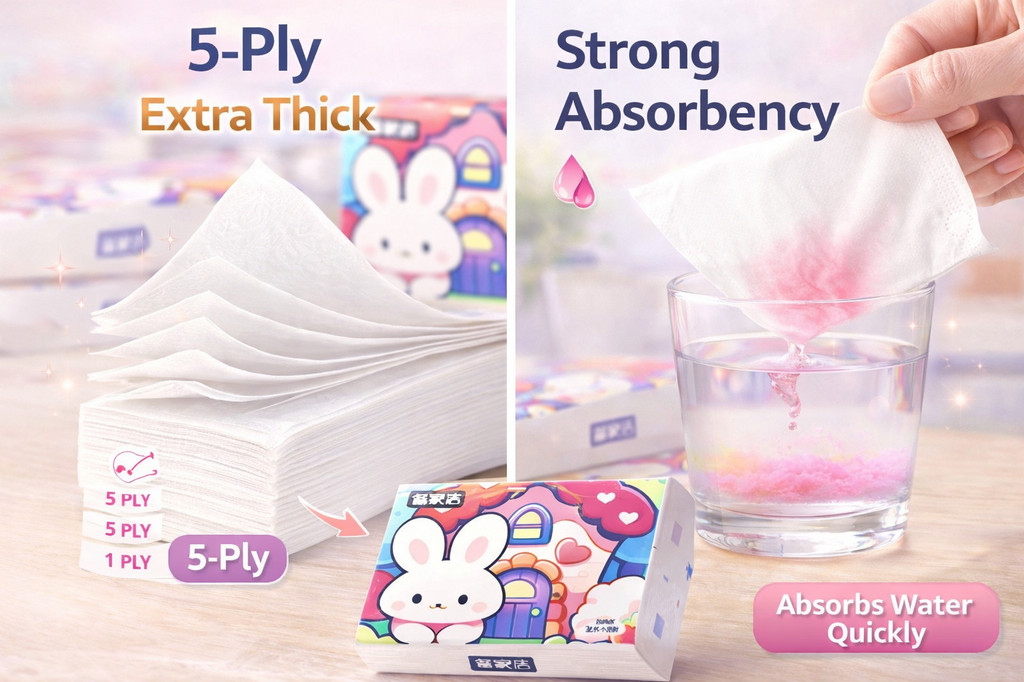 (DIY MONKEY) 5-ply Rabbit Tissue Extra Thickened Wood Pulp Soft Facial ...