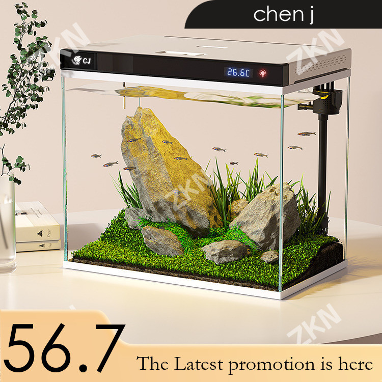 Room Tank Living Fish Glass Smart Small Fish Tank Self-Circulating ...