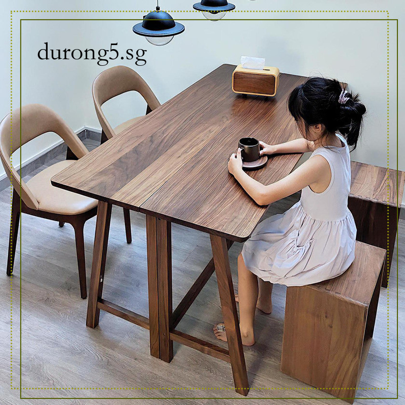 Three Fold Table Solid Wood Foldable Dining Table Deformed Dining Table ...