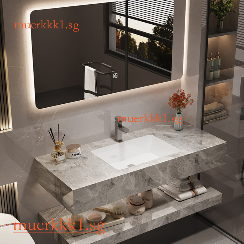 Slab Stone Ceramics Bathroom Cabinet Combination - Seamless Integrated ...
