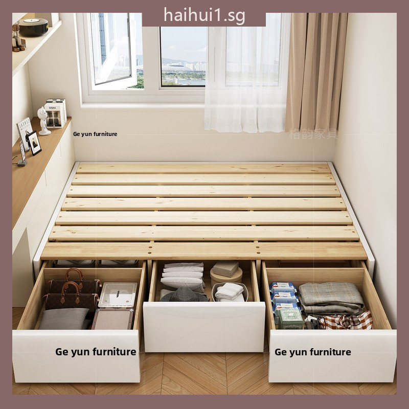 Solid Wood Single Bed Without Headboard Storage Bed Sliding Drawer ...