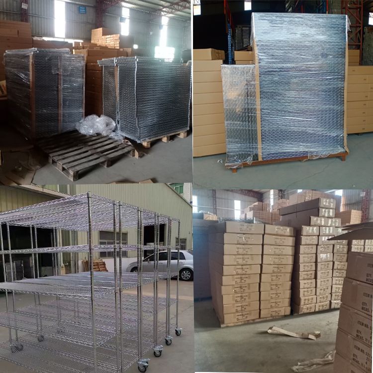 [in stock] Chrome-Plated Shelf with Wheels, Mobile Wire Mesh Balcony ...