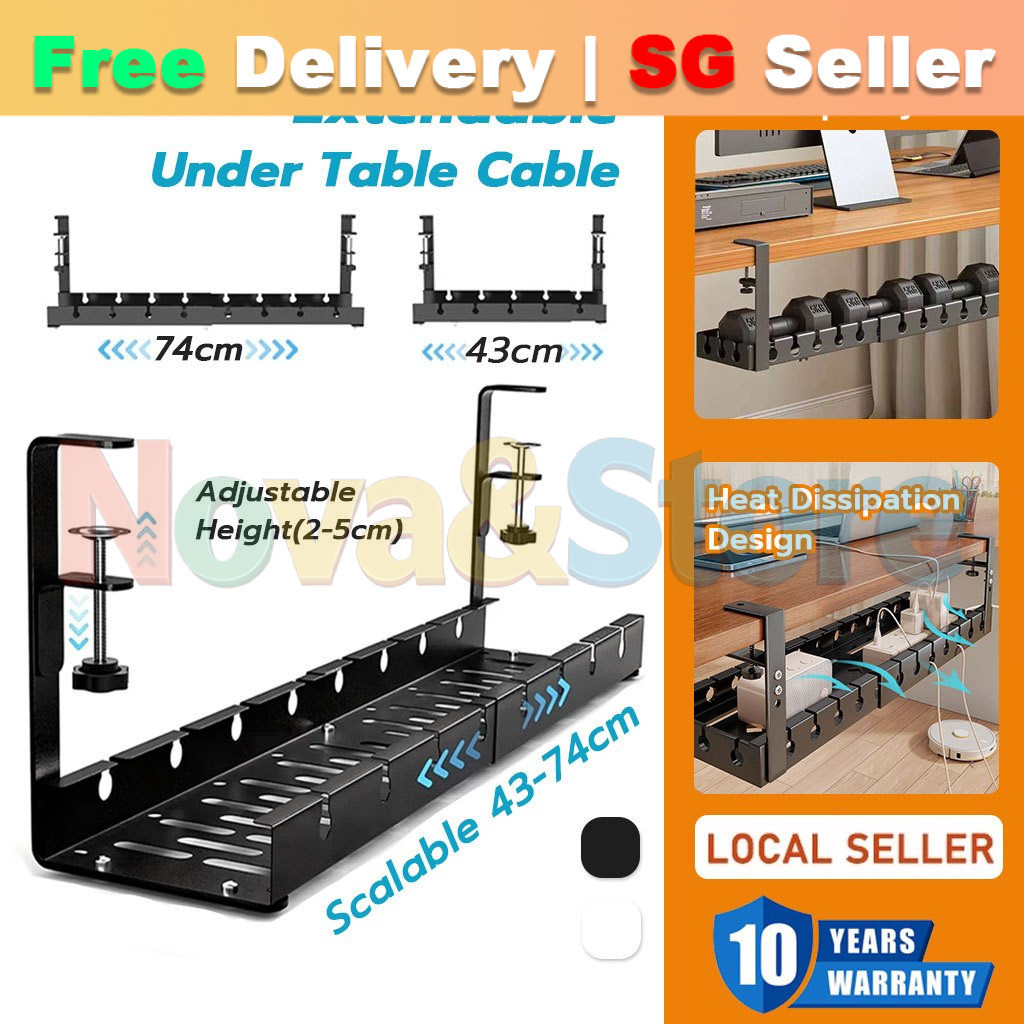 Nova&Store Extendable Organizer Management Under Table Cable Tray Wire ...