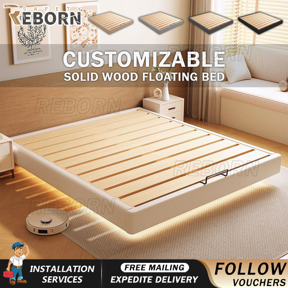 REB Floating Platform Bed【2026NEW】Solid Wood Storage Bed Frame ...