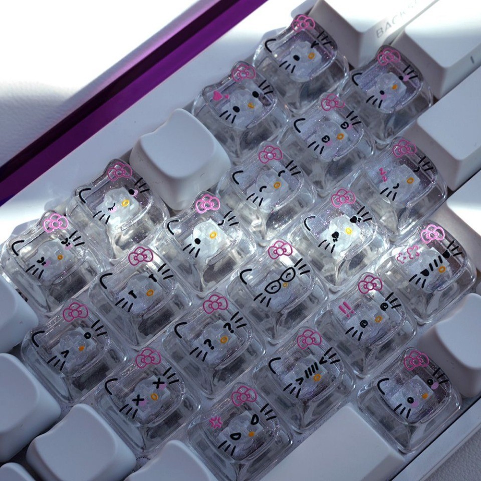 Hello Kitty Keycaps 21 Keys MAO Profile PC Translucent Wooting Aula F75 ...
