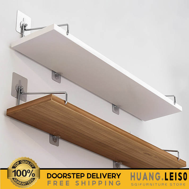 Wall-Mounted Floating Shelf No-Drill Storage Rack for Living Room ...