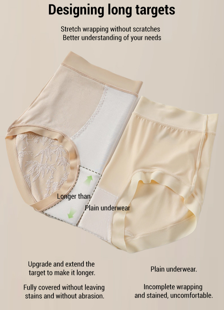 『Brelira』High Waist Panty Women Tummy Control Silk Antibacterial Crotch ...