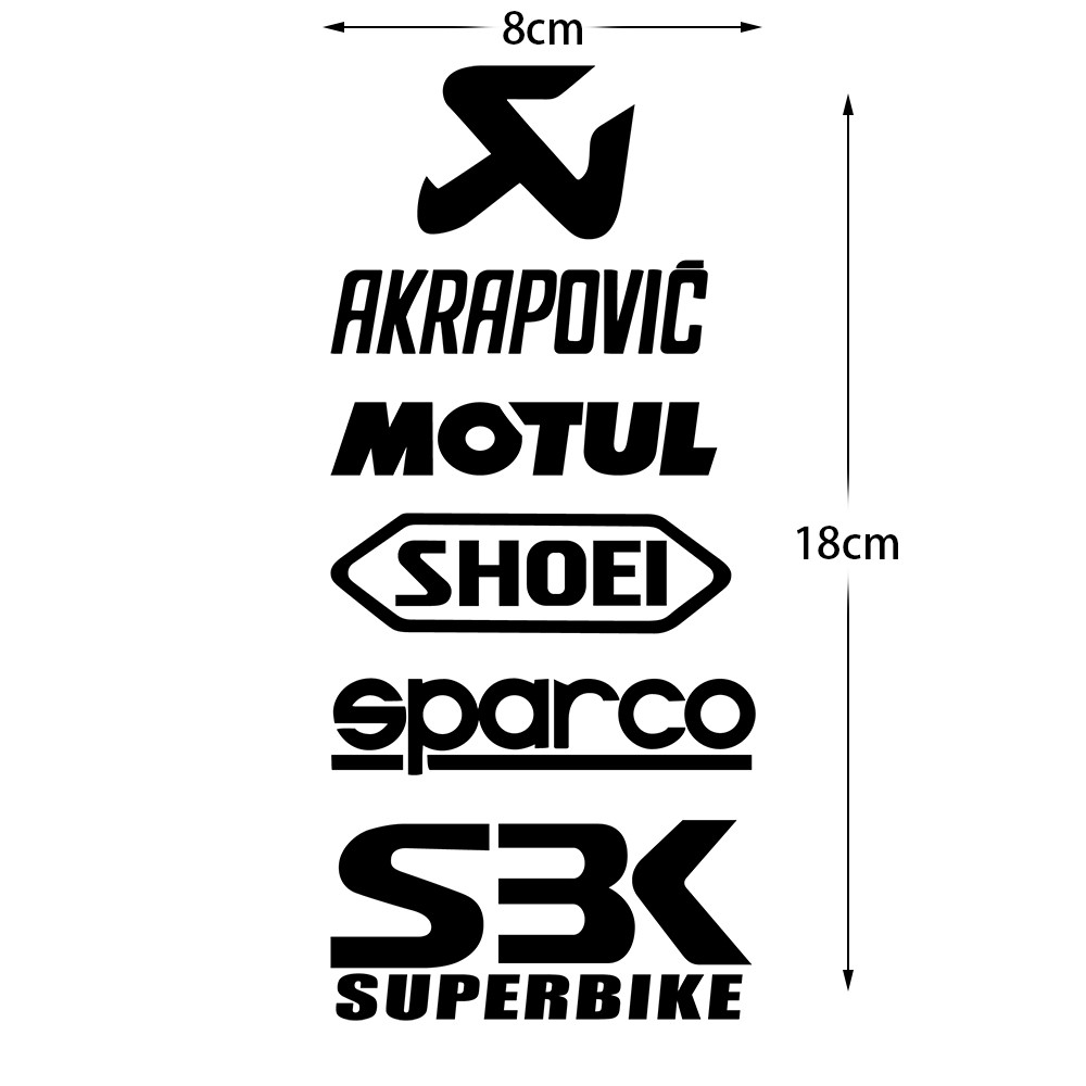 Sponsored Stickers Pair AKRAPOVIC MOTUL SHOEI SBK for Motorcycle Side ...