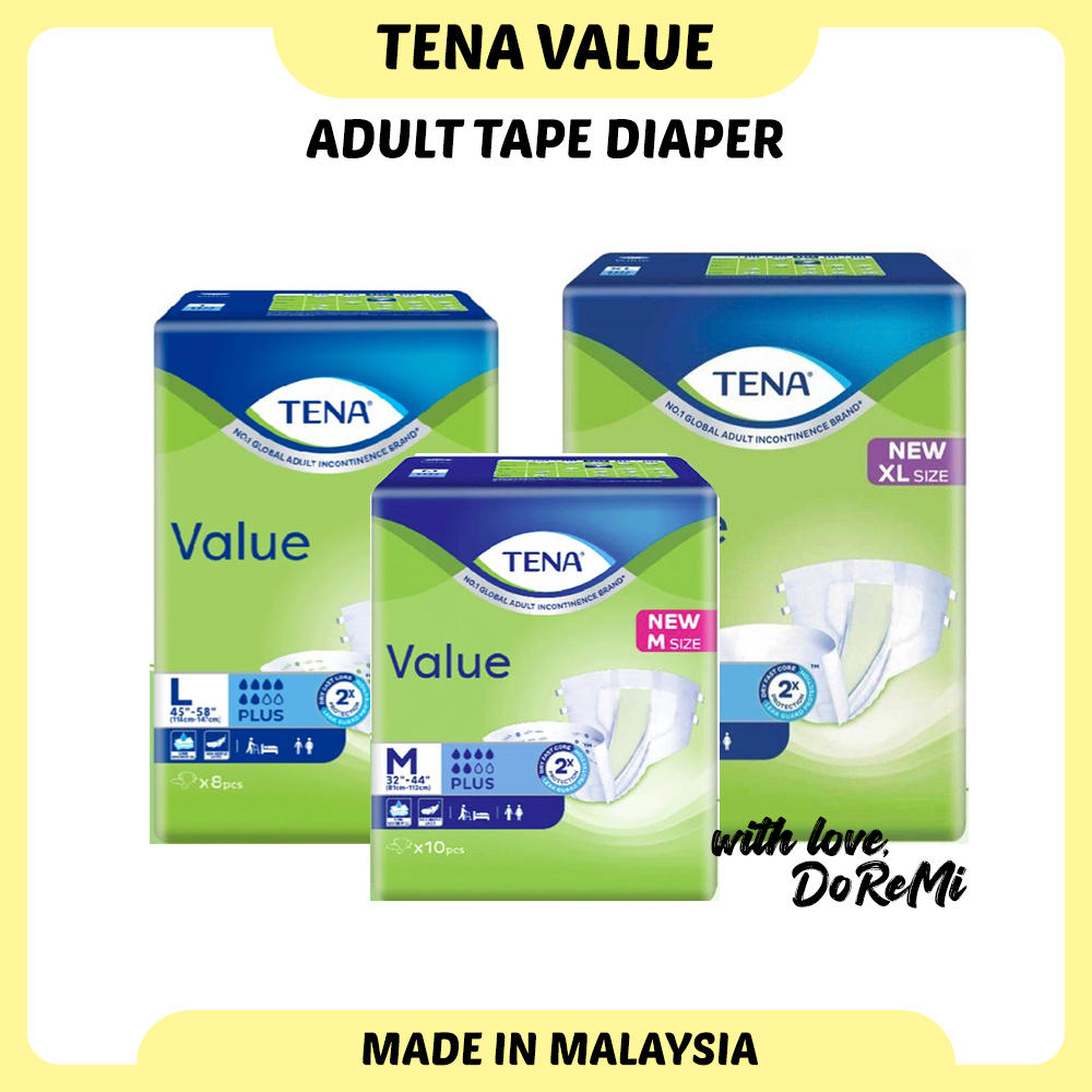 TENA Value Adult Tape Diapers, All sizes Shopee Singapore